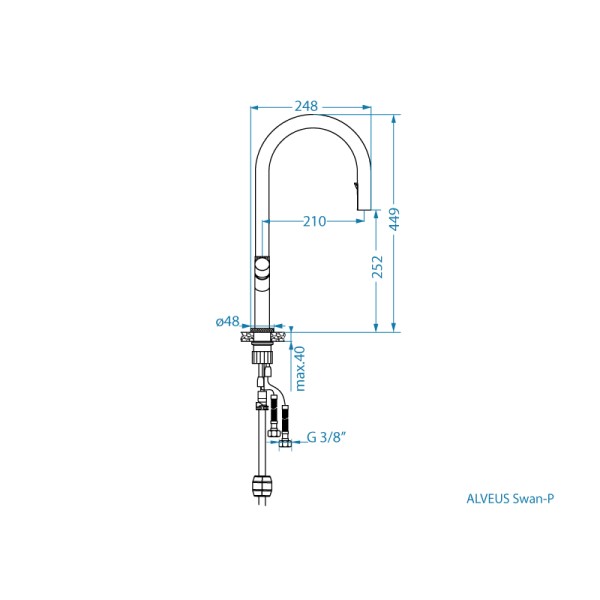Slavina alveus inox swan-ps monarch gold